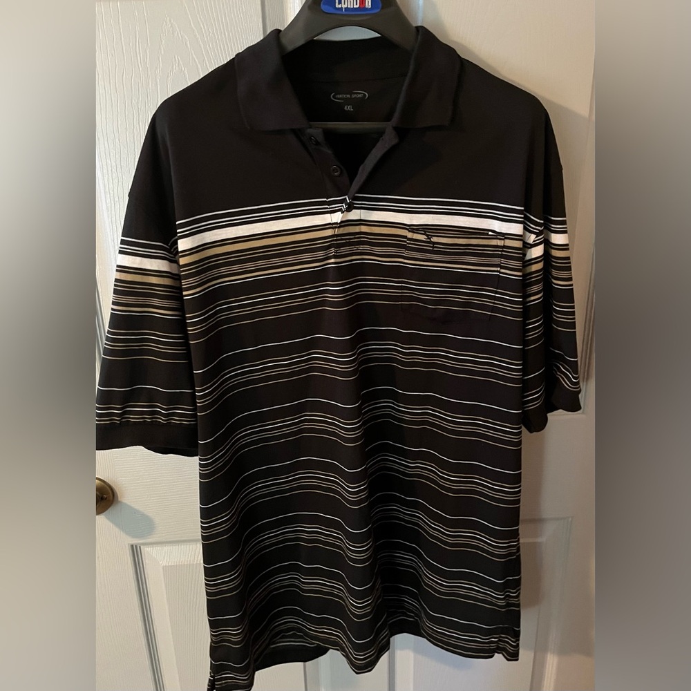 Men’s Vertical Sport Collared Shirt Size 4X Black Beige White